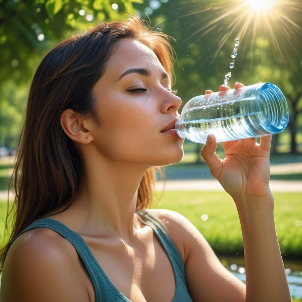 Woman drinking water to stay hydrated